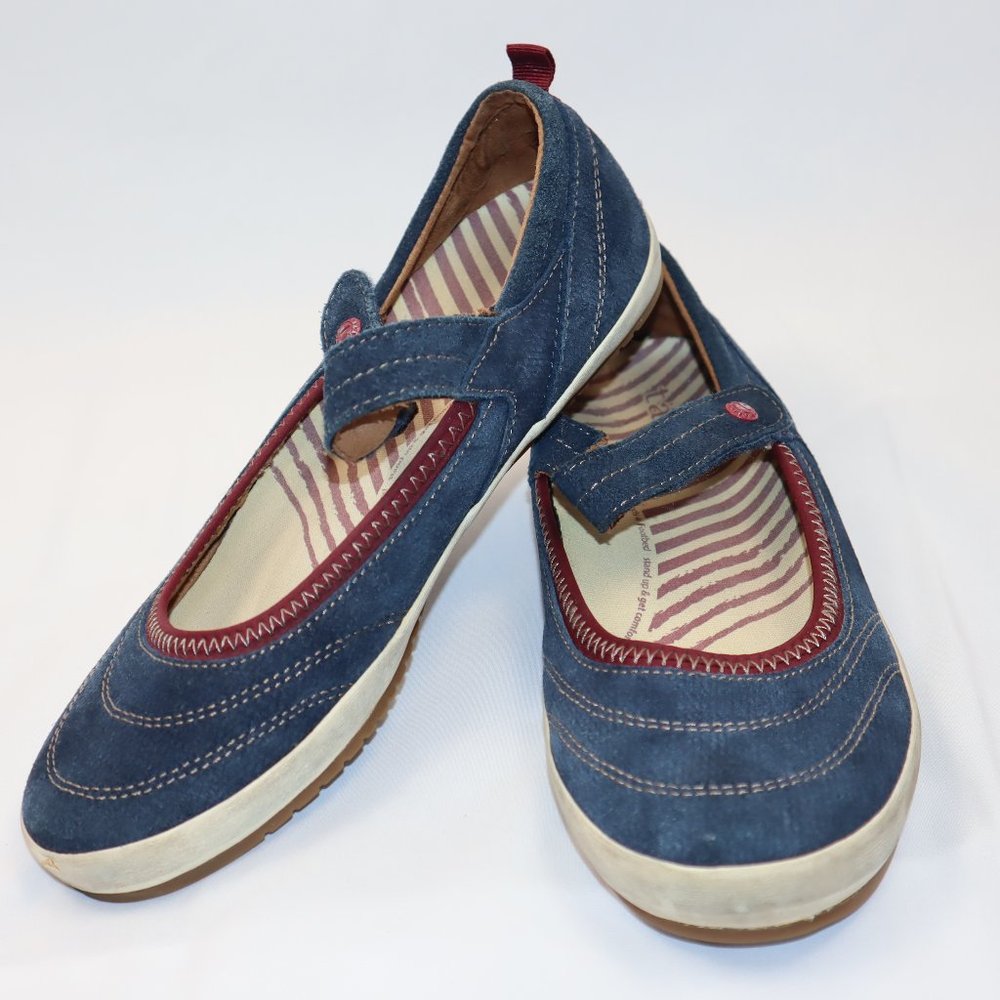 Taos Footwear Liberty Navy Leather Suede Flat Mary Janes  Women's Size 8.5